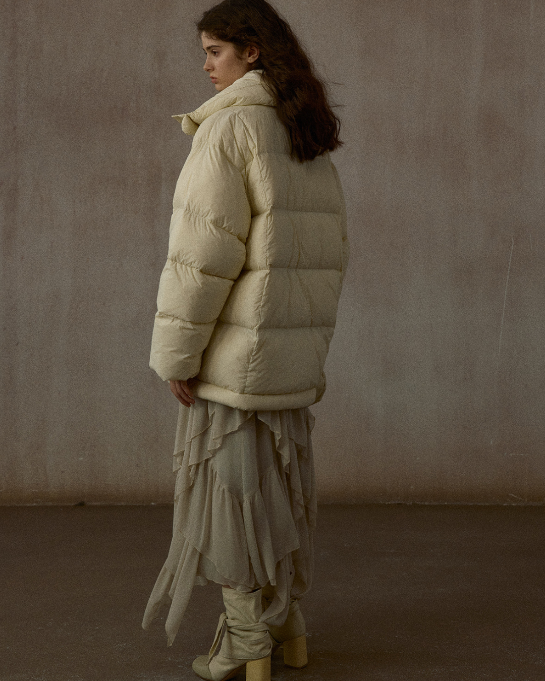 スタンドカラーシンプルミディコート 10306