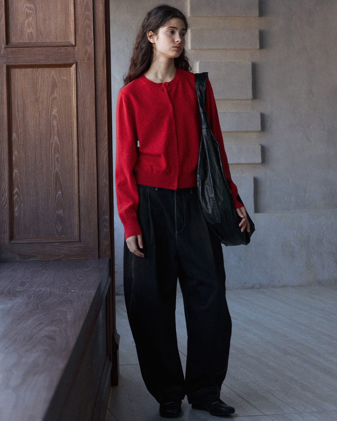 ラウンドネックソフトトーンニットカーディガン 10152