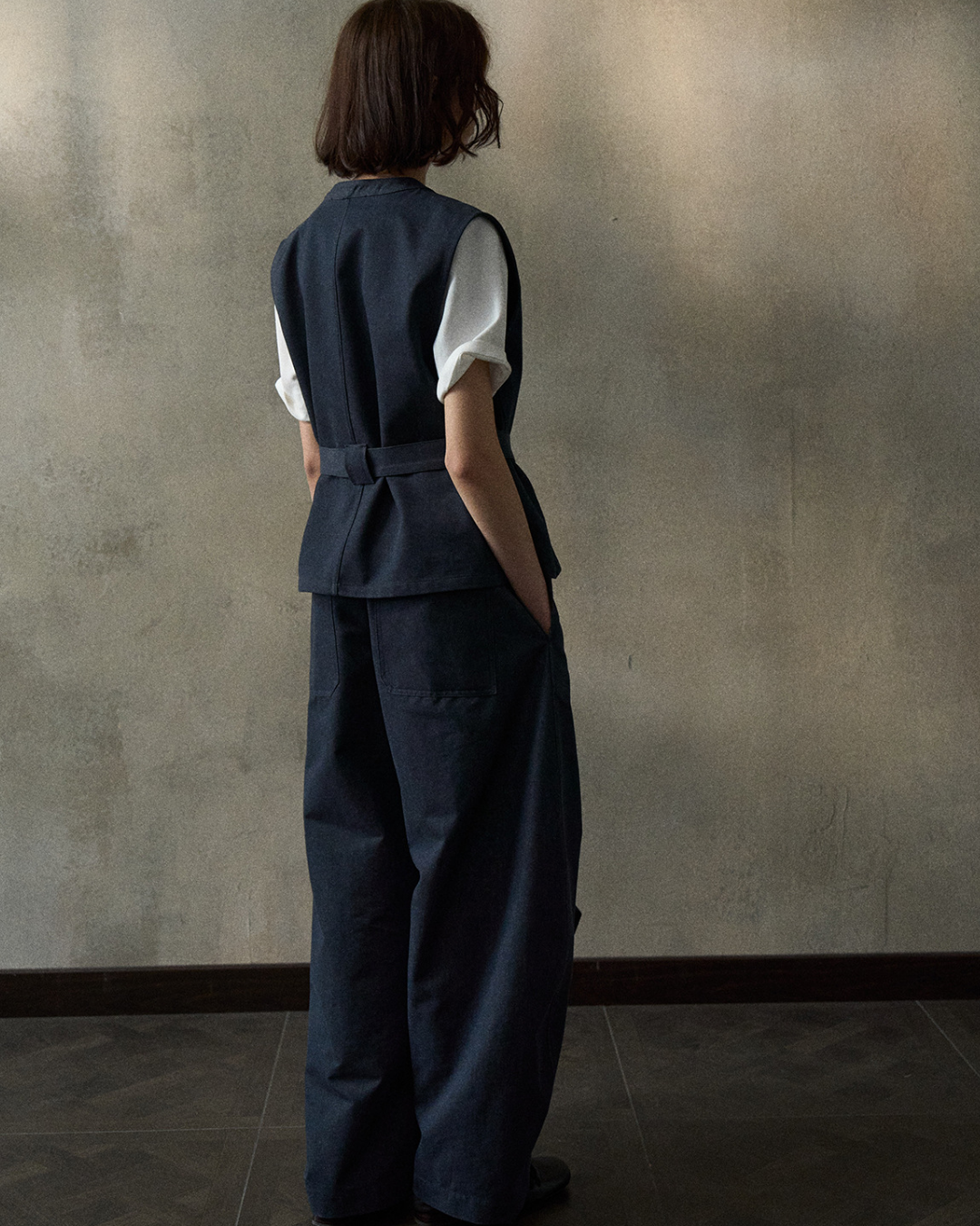 デニムライクストラップVネックベスト 10347