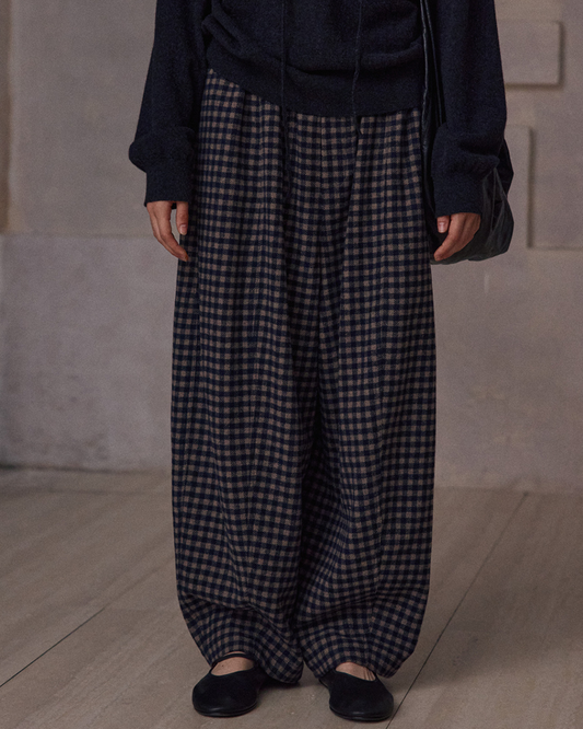 ウエストシャーリングチェック柄パンツ 10180