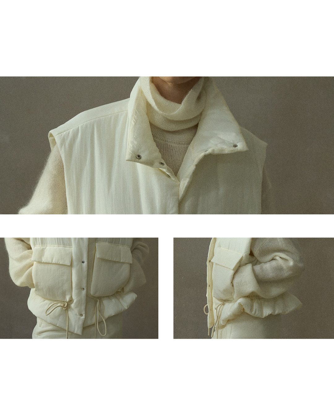 スタンドカラーキルティングベスト 10201