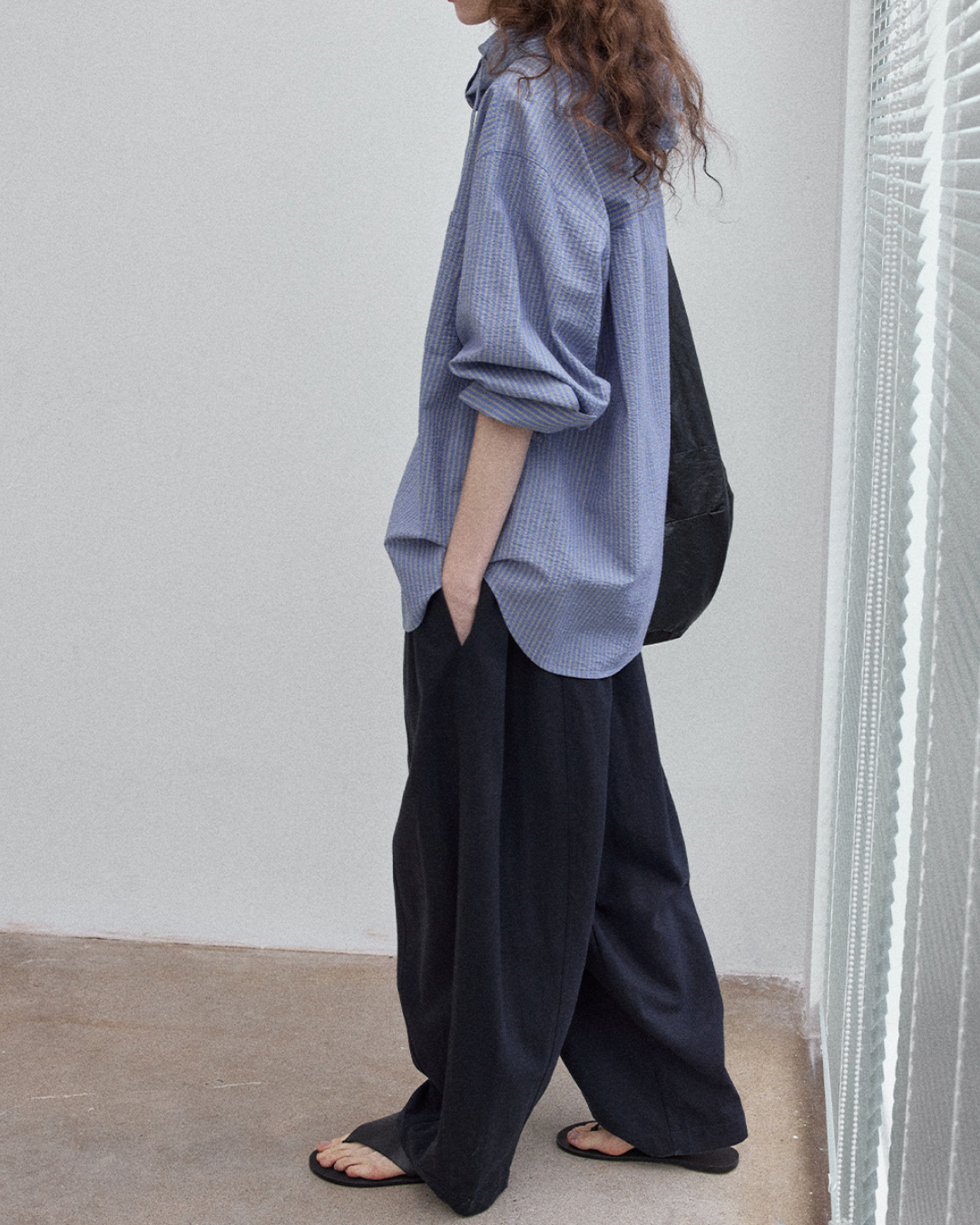 ストライプフーディーブラウス 10069