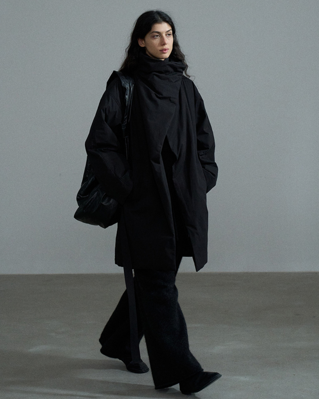 スタンドネックミディボリュームコート 10380