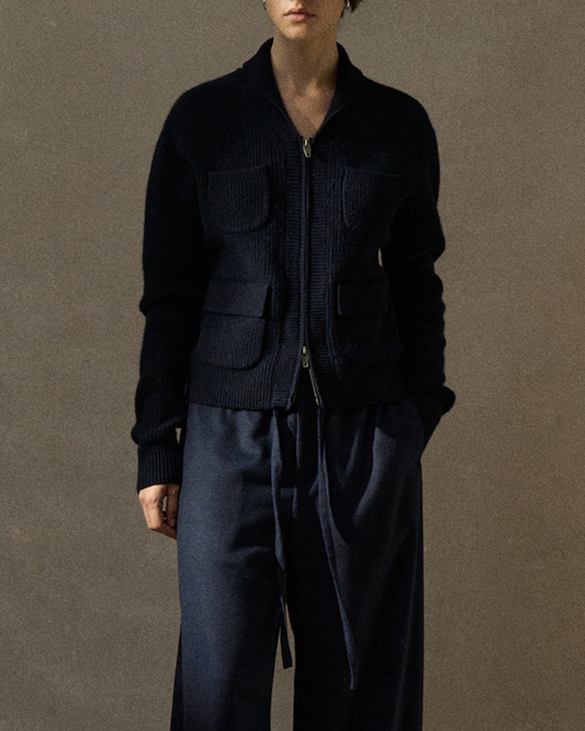 リブポケットジッパーニットカーディガン 10265