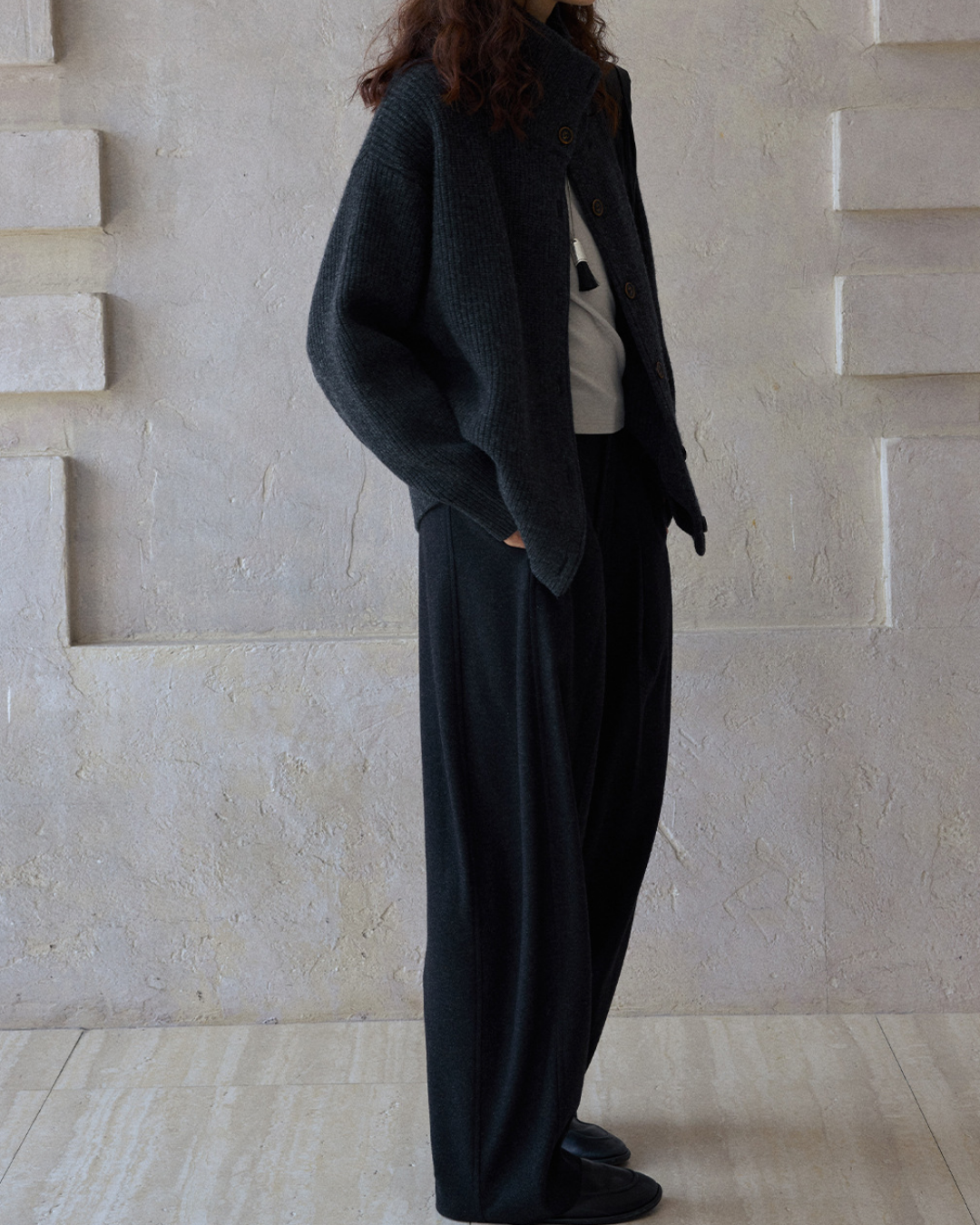 スタンドカラーニットカーディガン 10191