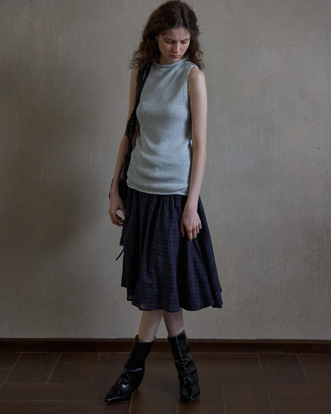 サイドリストリクトグリッドミディスカート 10621