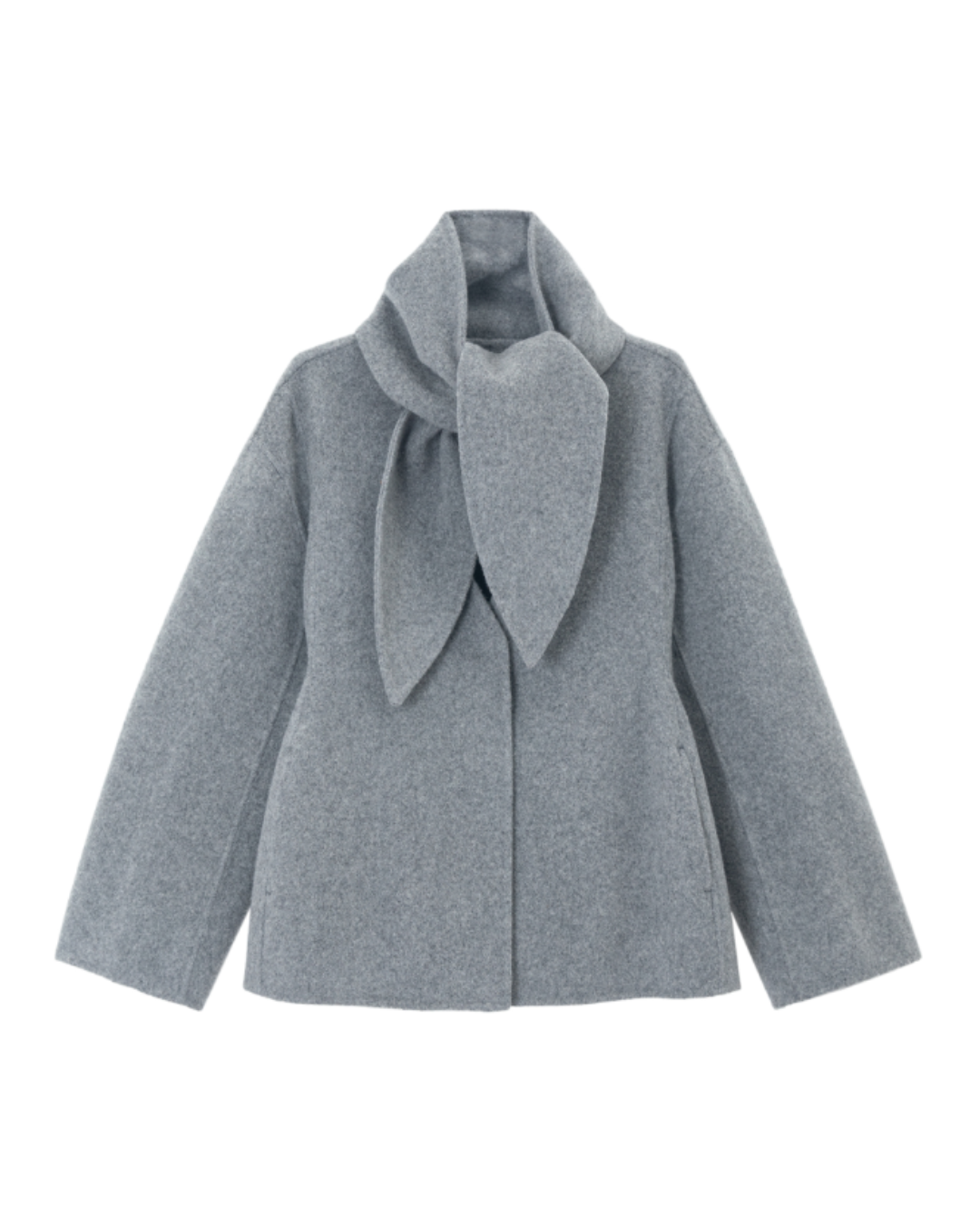 スカーフカラーミディフレアコート 10197