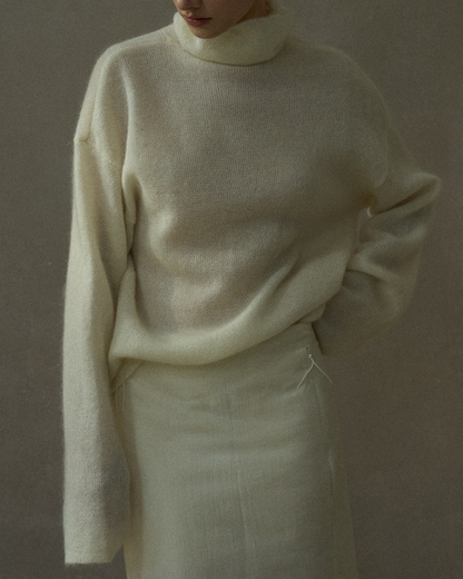 ハイカラーコントラストニットプルオーバー 10196