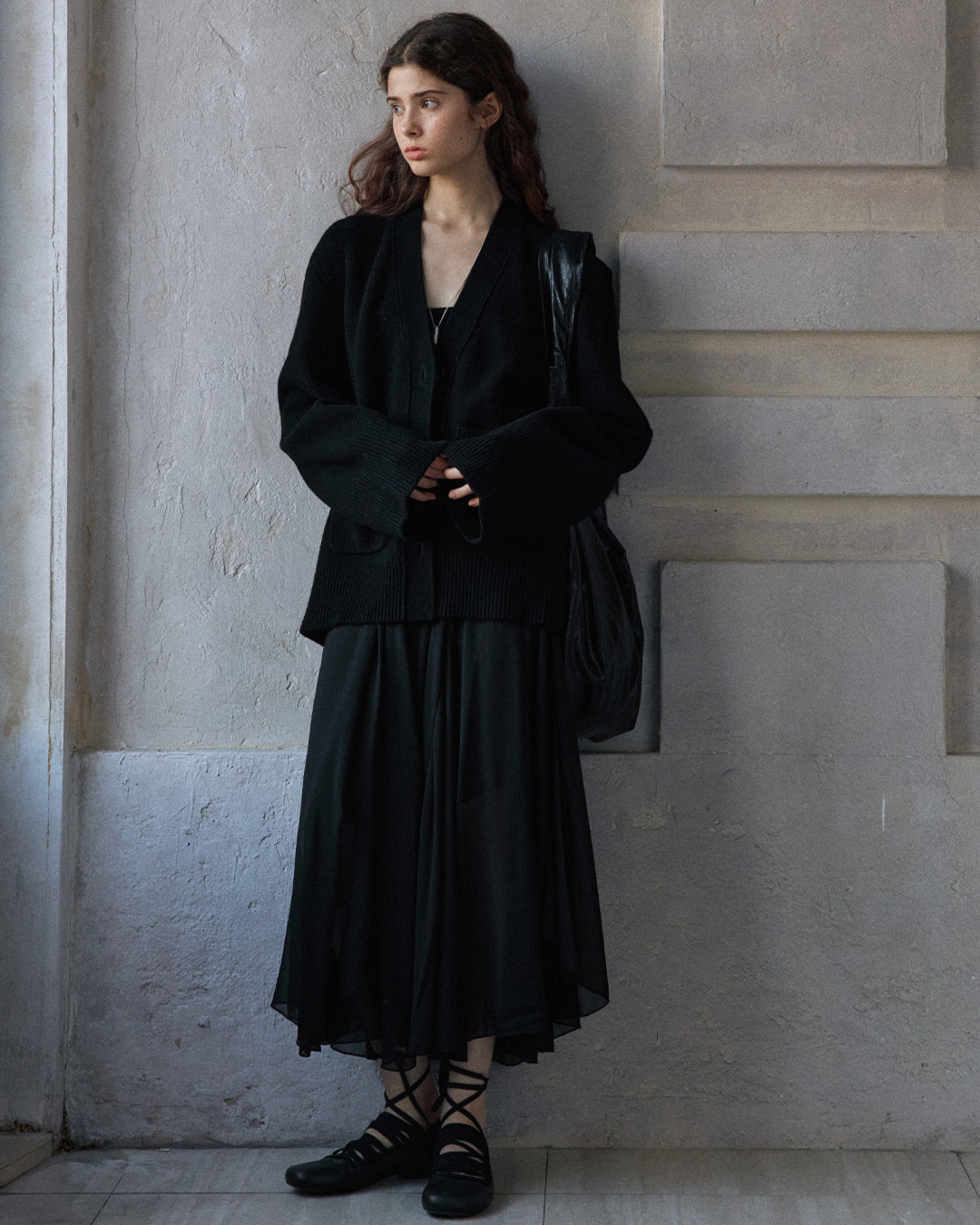 Vネックウエストワイドカーディガン 10171