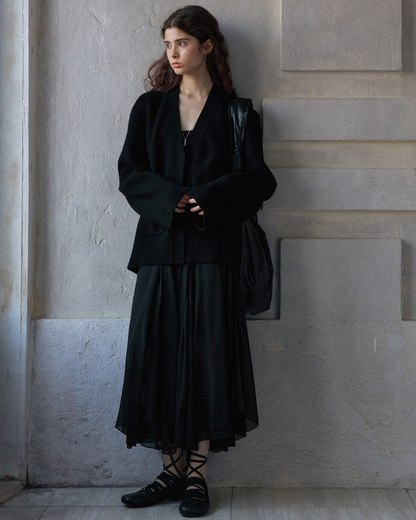 Vネックウエストワイドカーディガン 10171