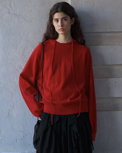 ラグランスリーブフーディーウォームトーンニットプルオーバー 10151