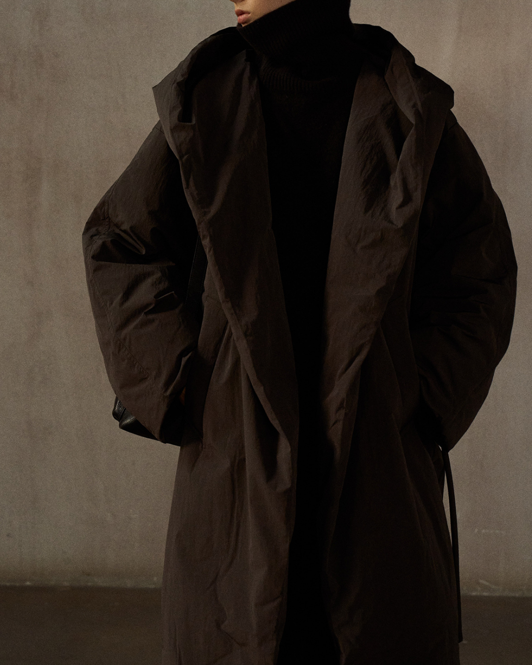 フーディーストラップロングダウンコート 10275