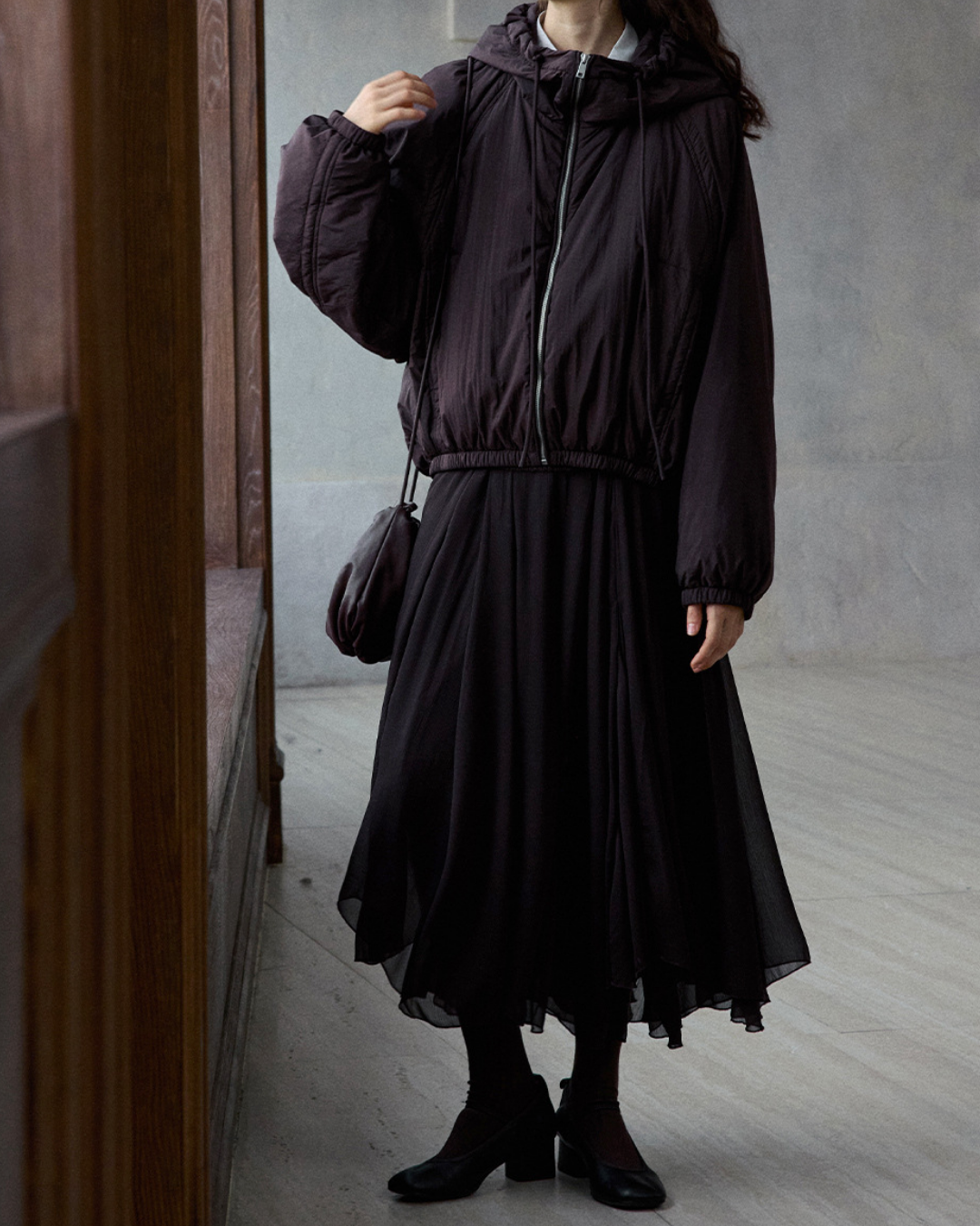 ミディフーディーカジュアルジャケット 10194