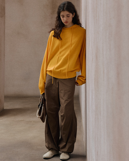 ラグランスリーブフーディークールトーンニットプルオーバー 10157