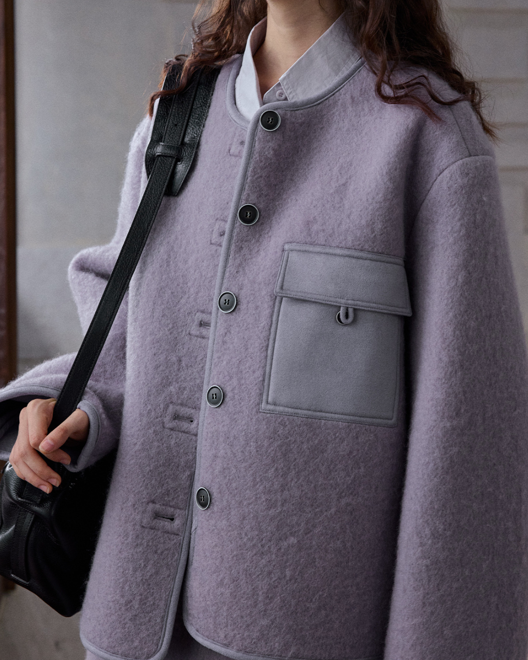 ノーカラーシングルブレストコート 10231