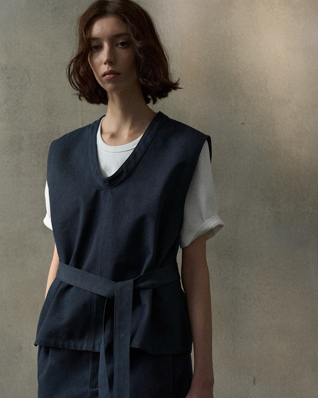 デニムライクストラップVネックベスト 10347