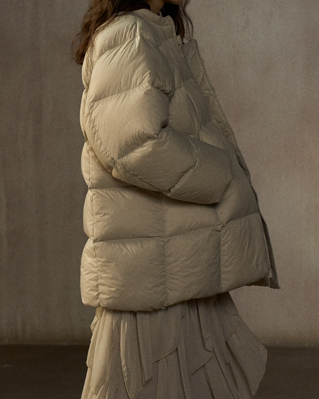 クルーネックミディキルティングコート 10271