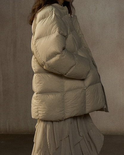 クルーネックミディキルティングコート 10271