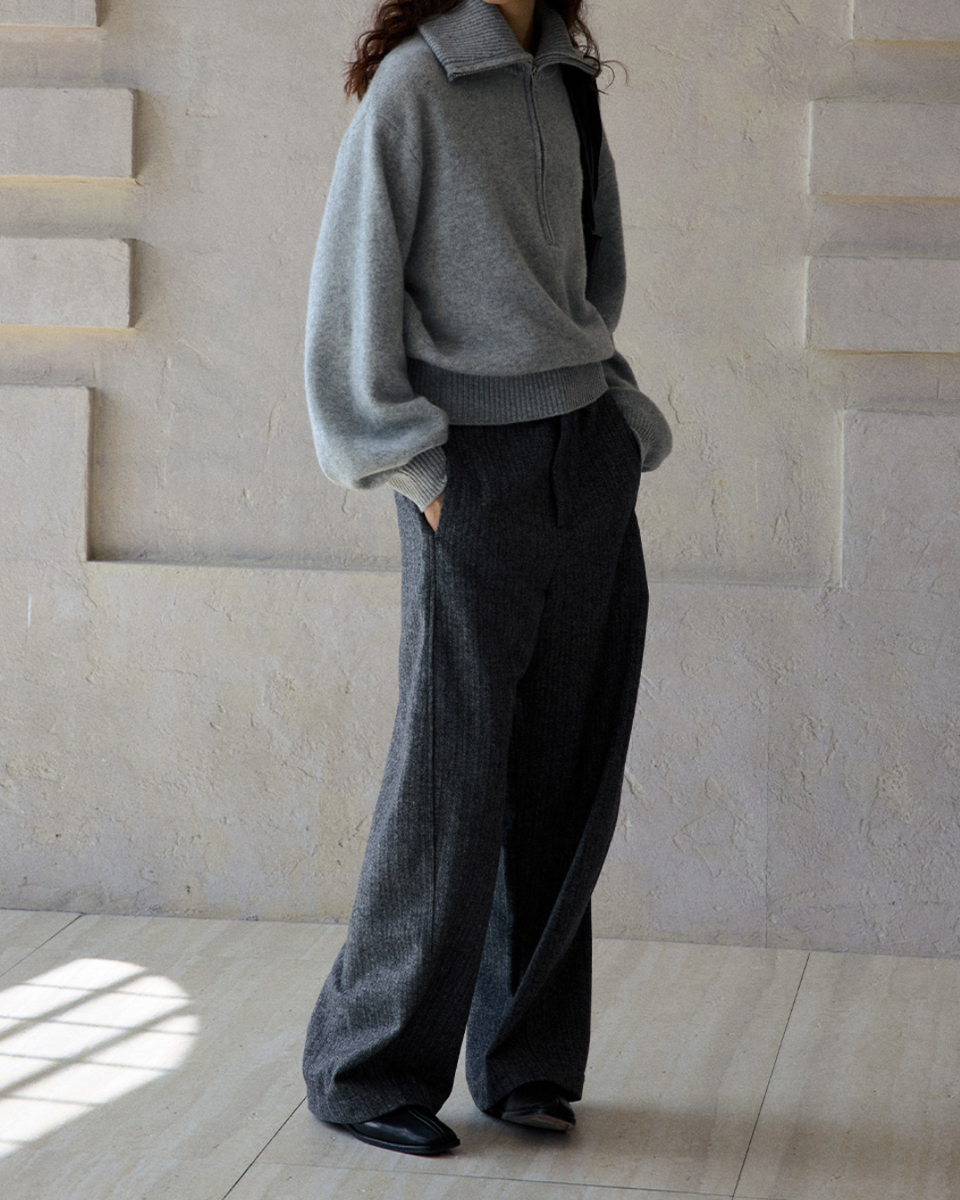 ヘリンボーンストレートカジュアルパンツ 10187