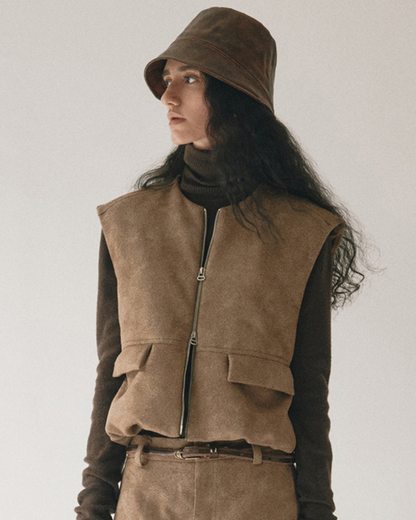 スリークスエードジップベスト 10419