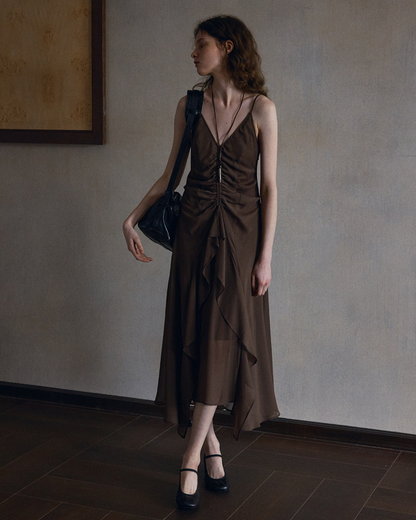 シンクロニシティアシンメトリバックレスドレスワンピース 10526