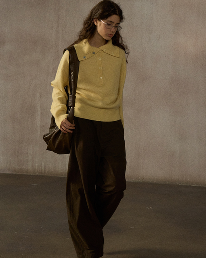 ハーフボタンリブニットフォレストトーンプルオーバー 10324