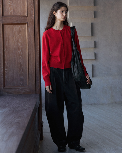 ラウンドネックソフトトーンニットカーディガン 10152