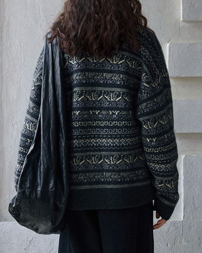 フェアアイルジャカードVネックニットカーディガン 10188