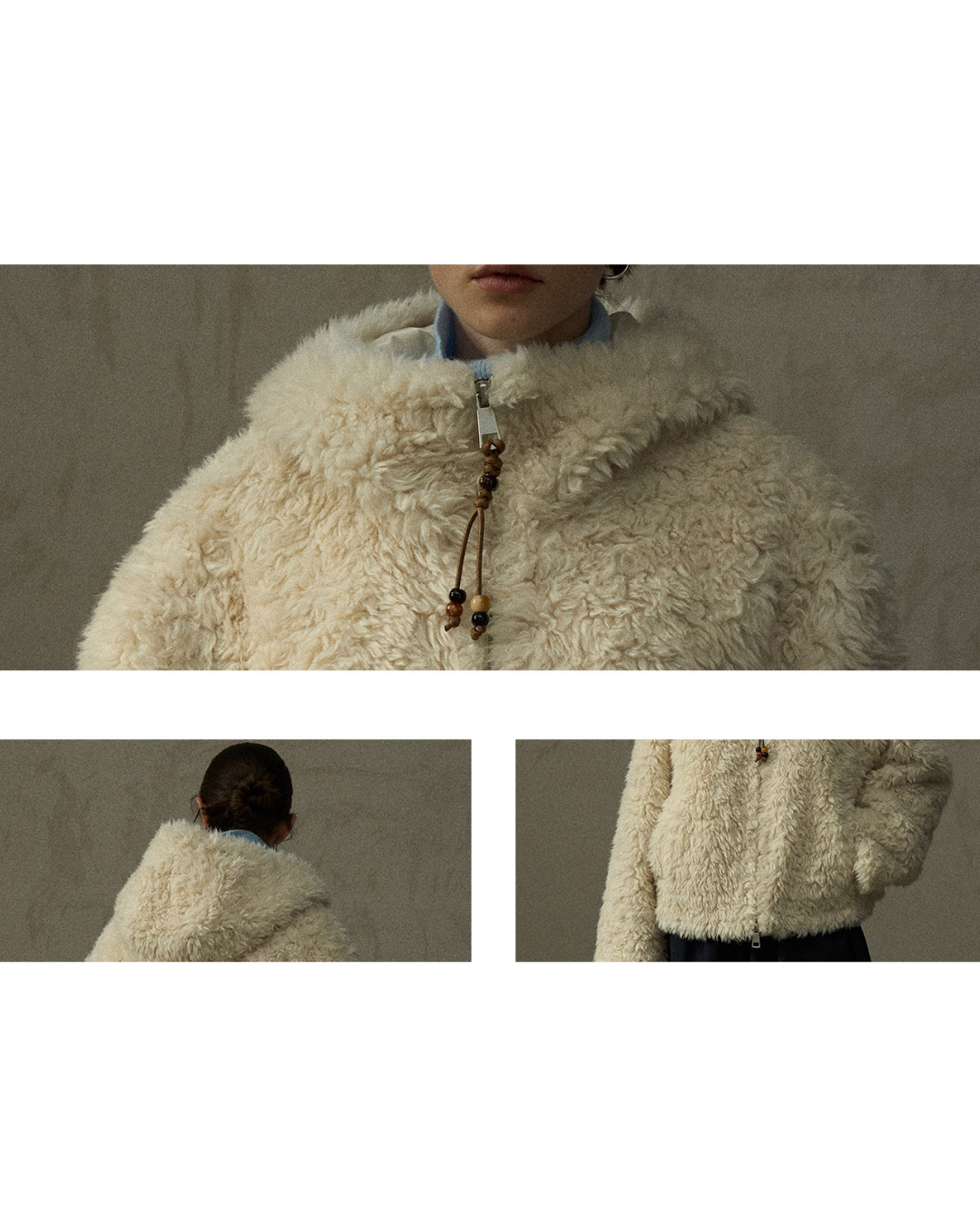 フーディージッパーボアショートコート 10293