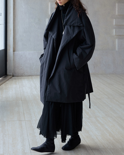 スタンドカラーロングストラップコート 10236
