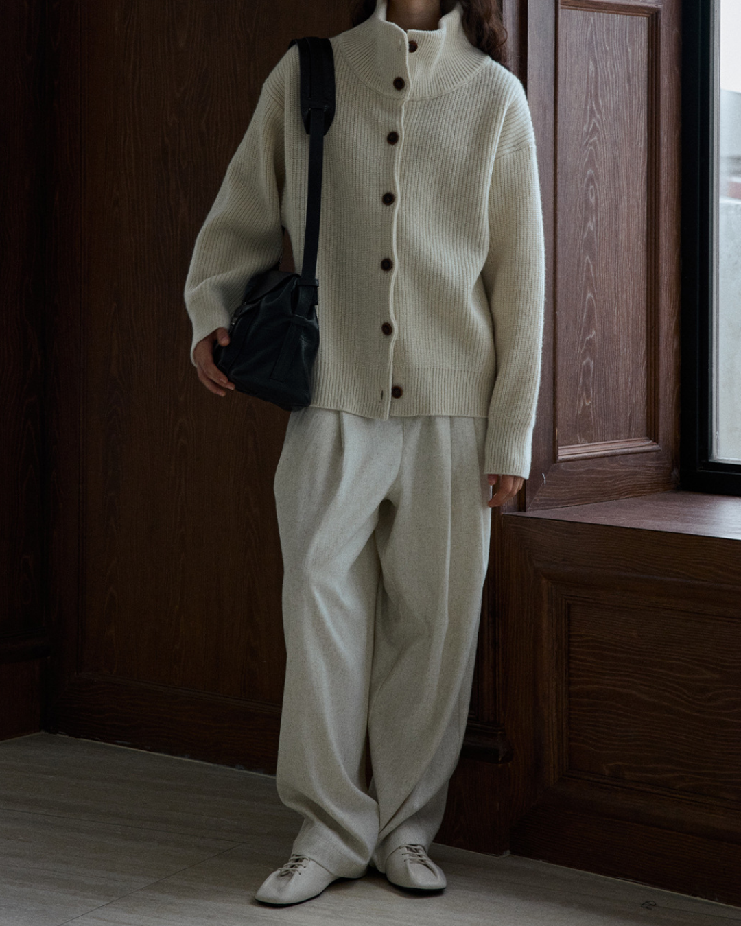 スタンドカラーニットカーディガン 10192