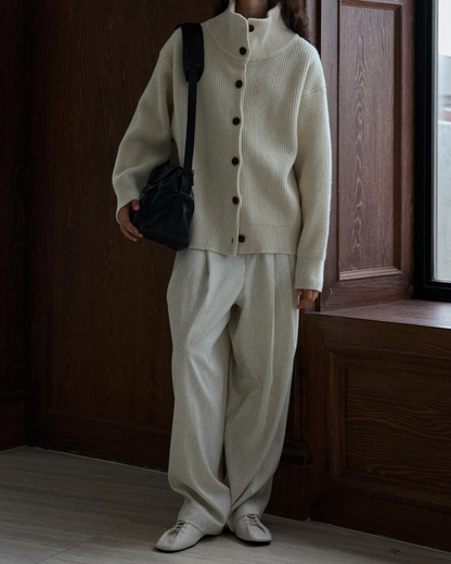 スタンドカラーニットカーディガン 10192