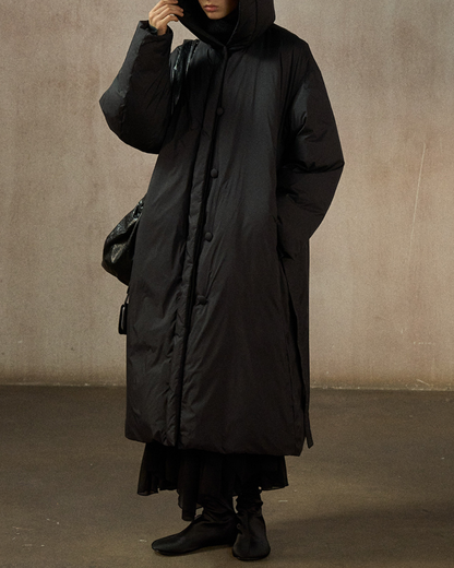 フーディーストラップロングダウンコート 10281