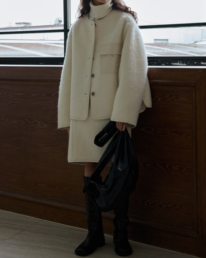 ノーカラーシングルブレストコート 10231