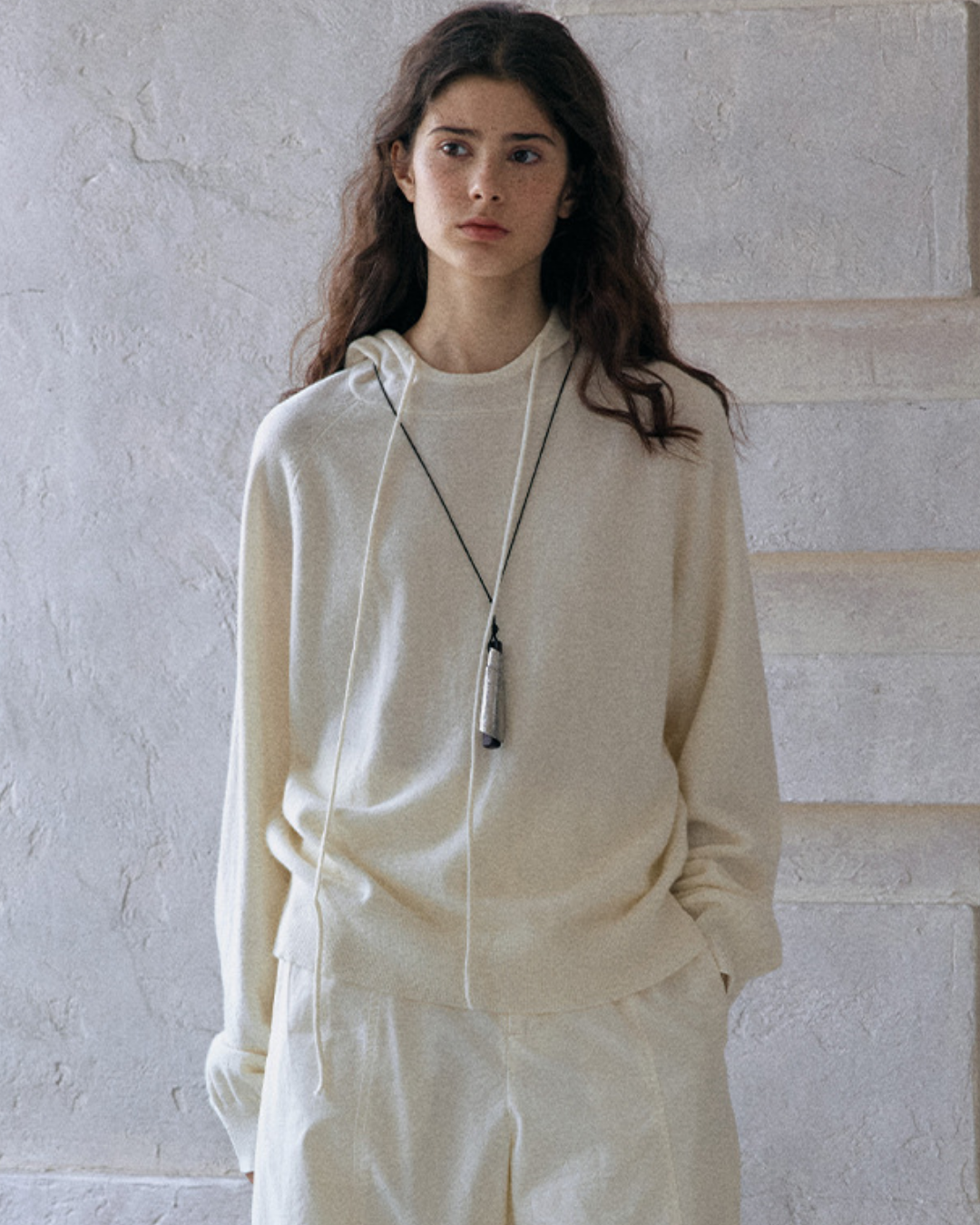 ラグランスリーブフーディーウォームトーンニットプルオーバー 10151