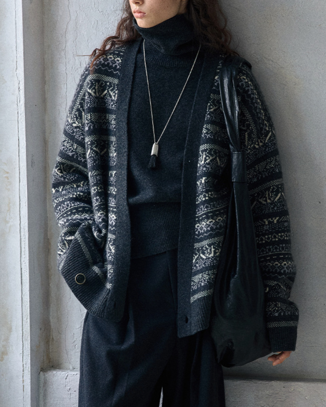 フェアアイルジャカードVネックニットカーディガン 10188