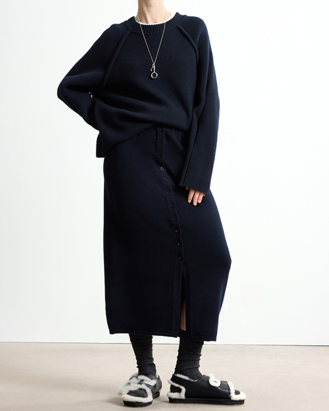 フロントスリットボタンデザインロングスカート 10329