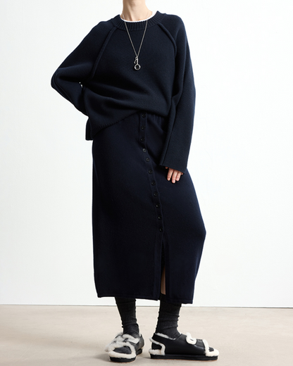 フロントスリットボタンデザインロングスカート 10329