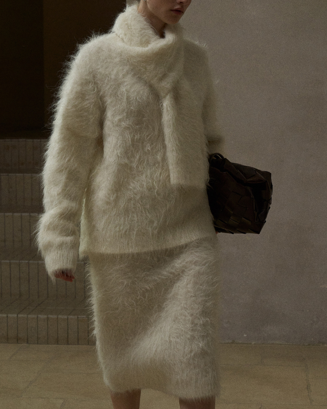 スカーフカラーオーバーニットプルオーバー 10279