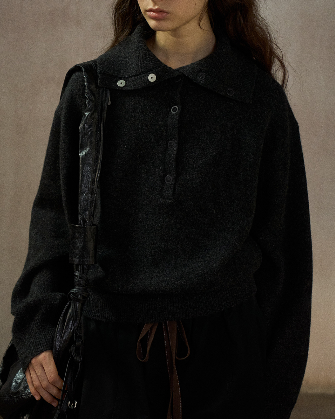 ハーフボタンリブニットフォレストトーンプルオーバー 10324