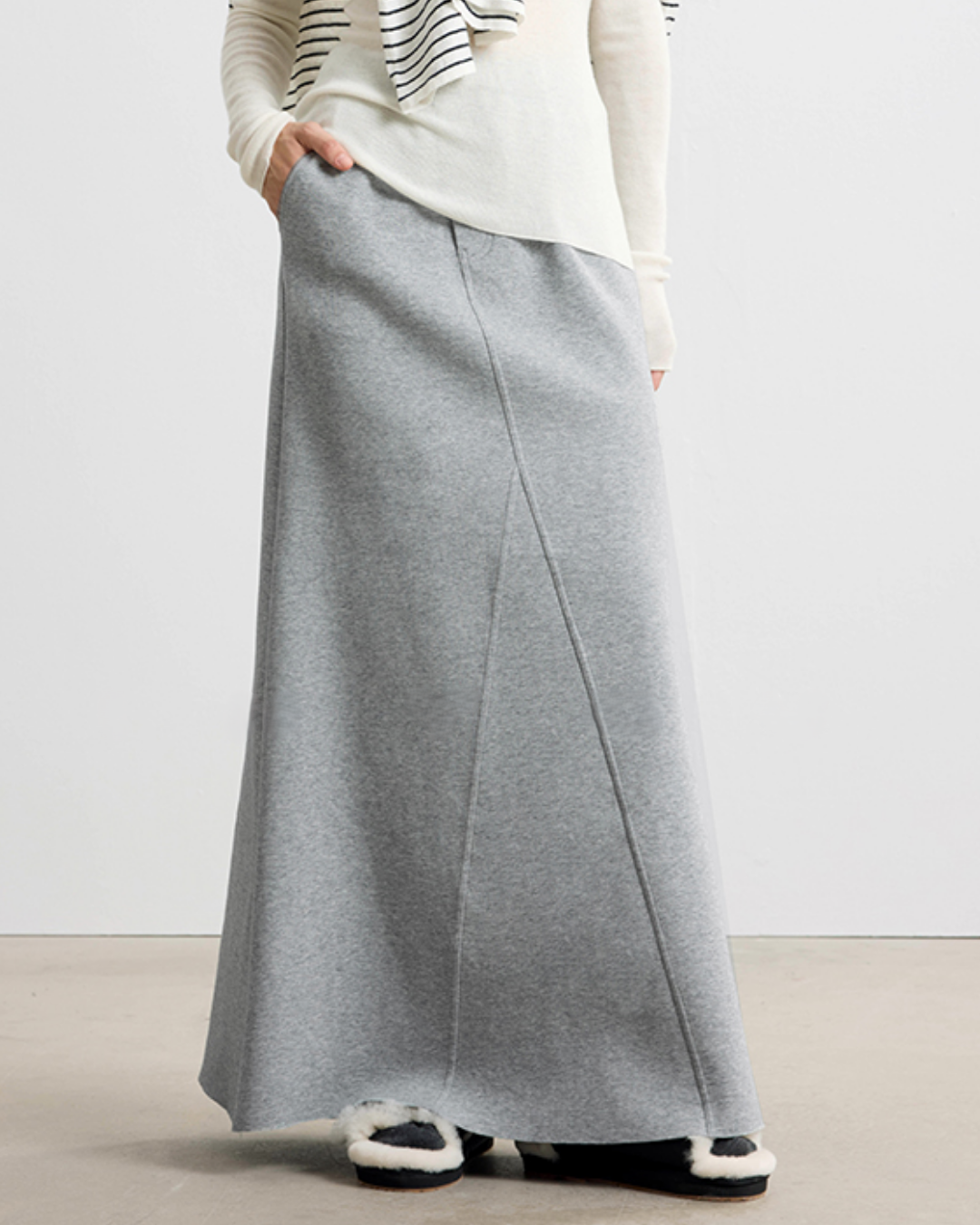 アシンメトリーデザインフレアロングスカート 10331