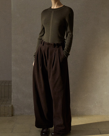 ハイウエストプリーツカーブパンツ 10224