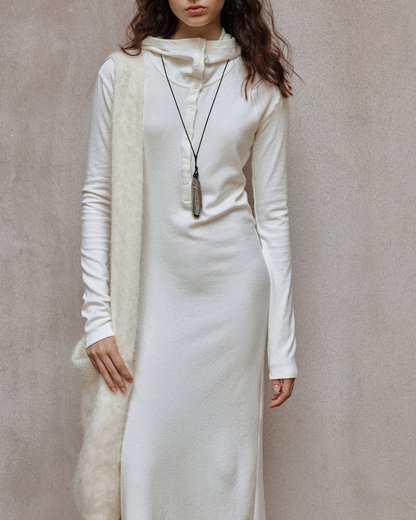 ヘンリーネックフーディーニットワンピース 10140