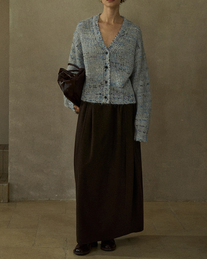 Vネックミディニットカーディガン 10216