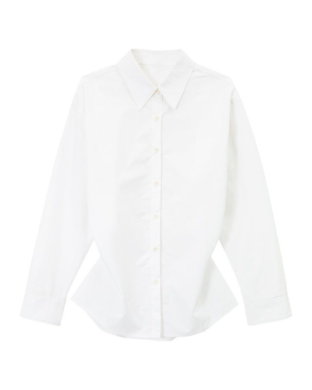 スタンダードカラーウエストスリムロングシャツ 10116