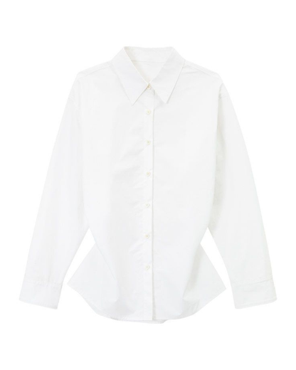 スタンダードカラーウエストスリムロングシャツ 10116