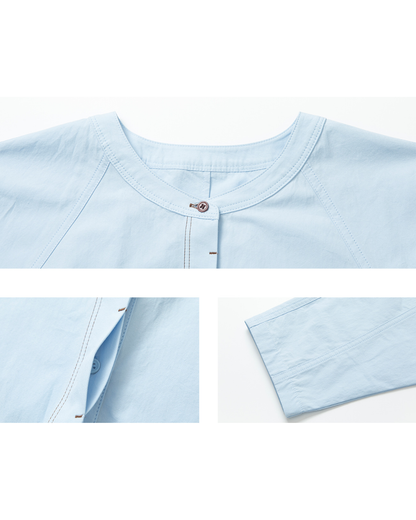 ノーカラーオーバーシャツ 10208