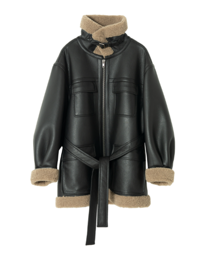 スタンドカラーストラップミディジャケット 10288