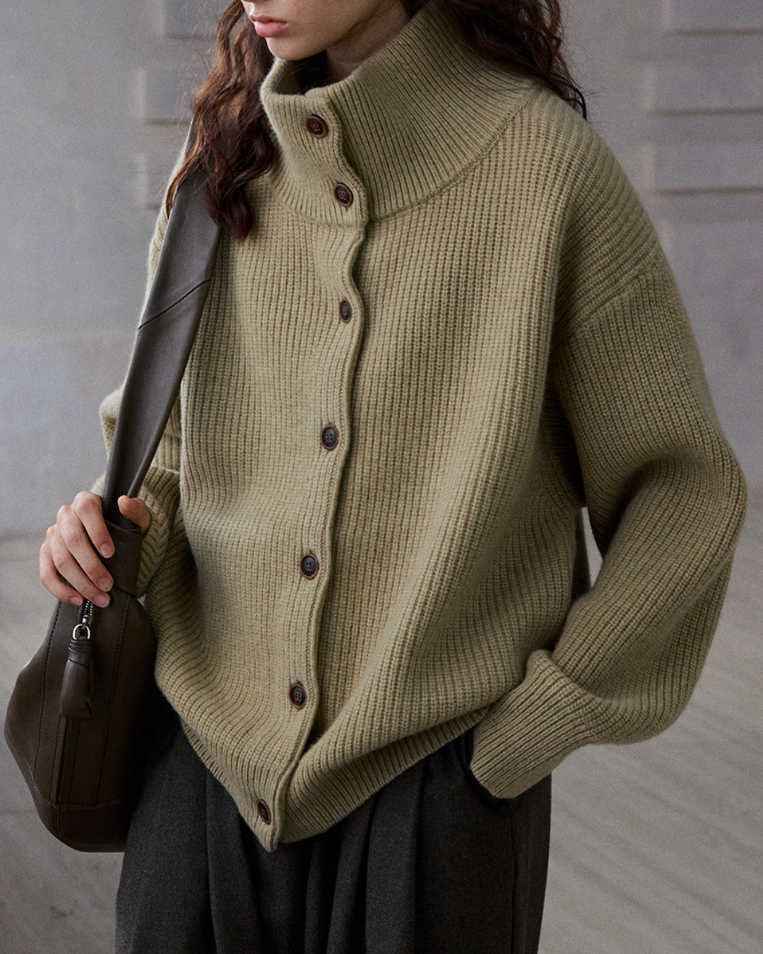 スタンドカラーニットカーディガン 10192