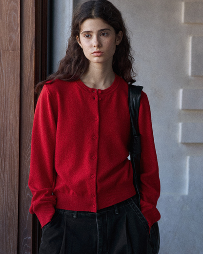 ラウンドネックソフトトーンニットカーディガン 10152